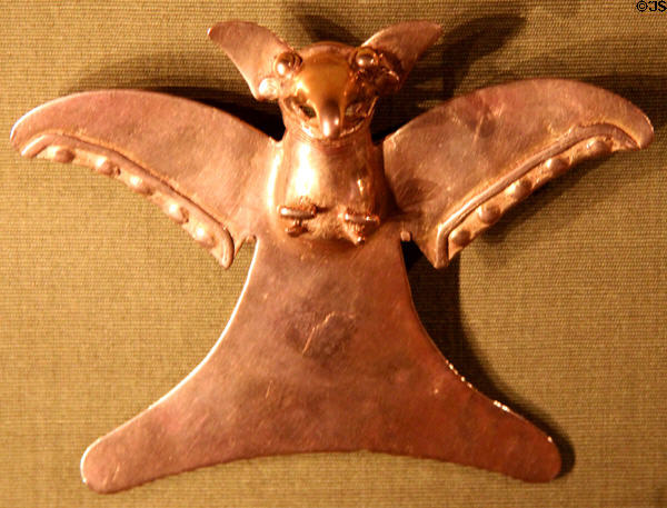 Chiriqué culture gold bat-eagle ornament (750-1400) from Costa Rica or Panama at Detroit Institute of Arts. Detroit, MI.