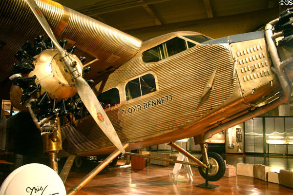 Ford AT-B Trimotor (1928) aircraft used for Admiral Richard Byrd's flight over South Pole at Henry Ford Museum. Dearborn, MI.