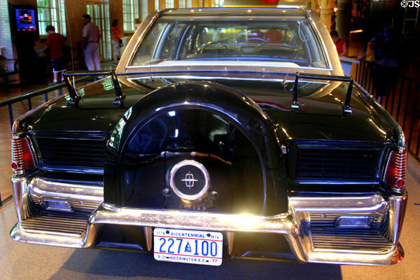 Rear deck of Kennedy assassination limo where Secret Service Agents stood at Henry Ford Museum. Dearborn, MI.