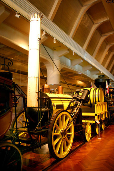 Replica of Robert Stephenson's Rocket (1829) at Henry Ford Museum. Dearborn, MI.