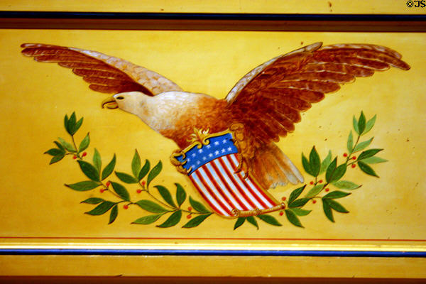 Painting of American eagle on Bangor & Aroostook rail passenger car at Henry Ford Museum. Dearborn, MI.