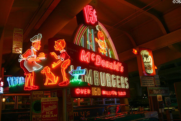 Early drive-in neon signs at Henry Ford Museum. Dearborn, MI.