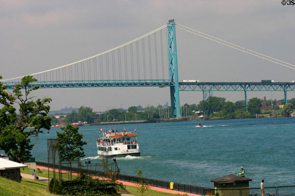 Detroit River recreation under Ambassador Bridge. MI.
