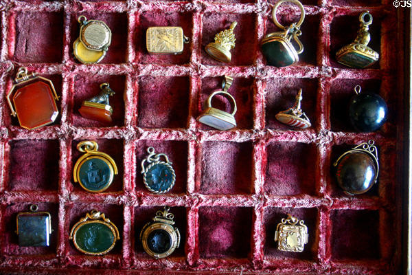 Selection of watch fobs in Grimm Jewelry Store at Greenfield Village. Dearborn, MI.