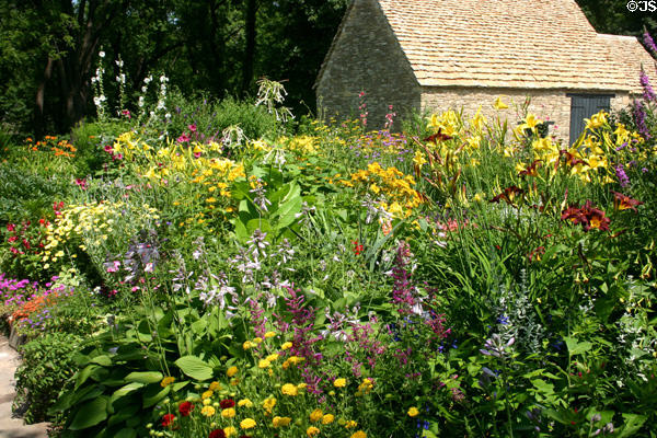 English garden of Cotswold Cottage at Greenfield Village. Dearborn, MI.