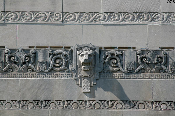 Lion & vine reliefs on Kalamazoo City Hall. Kalamazoo, MI.