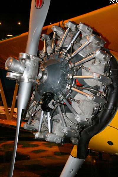 Rotary engine of Boeing N2S-5 Stearman Kaydet (c1936-45) at Air Zoo. Kalamazoo, MI.