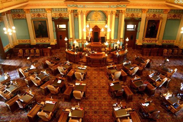 Senate chamber of Michigan State Capitol. Lansing, MI.