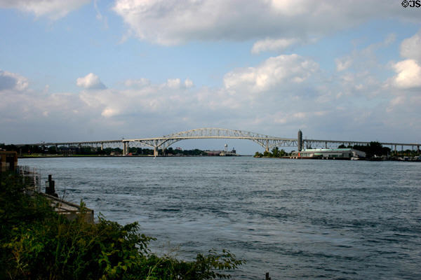 Blue Water Bridge (1938) between Port Huron, MI & Sarnia, ON over St. Clair River (1883m). Port Huron, MI.
