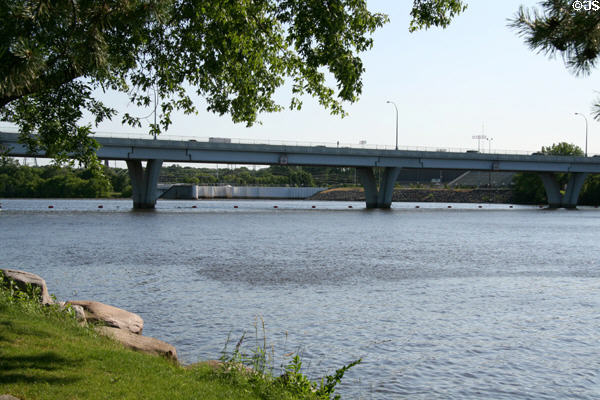 University Bridge across Mississippi River viewed from Munsinger Clemens Botanical Gardens. St. Cloud, MN.