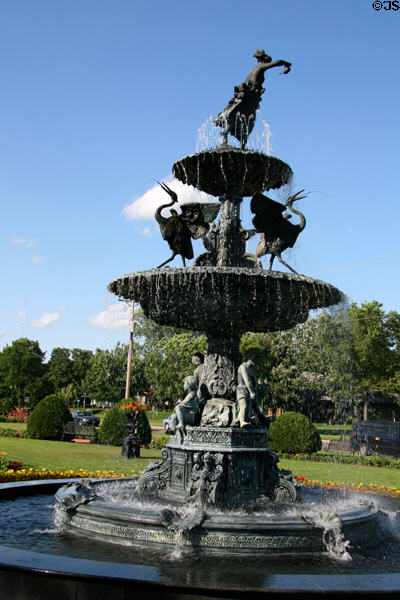 Renaissance fountain with cranes (1999) in Clemens Botanical Gardens. St. Cloud, MN.