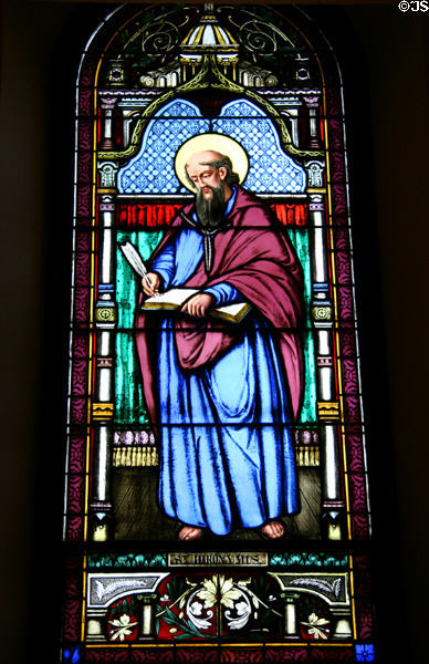 Stained-glass window of St Jerome in Great Hall at St John's University. Collegeville, MN.