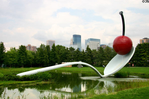 Spoonbridge & Cherry (1985-1988) by Claes Oldenburg & Coosje van Bruggen at Minneapolis Sculpture Garden. Minneapolis, MN.