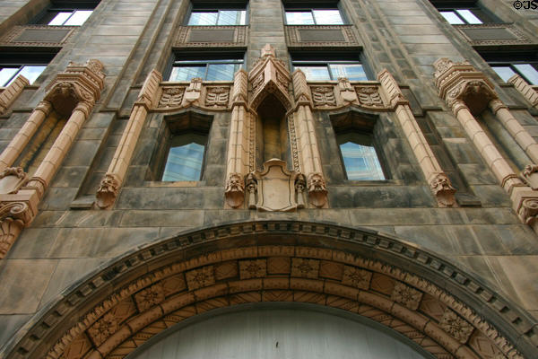 Carved stonework of Baker Building. Minneapolis, MN.