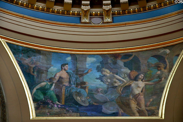 Section on the presentation of the state capitol part of Rotunda mural 