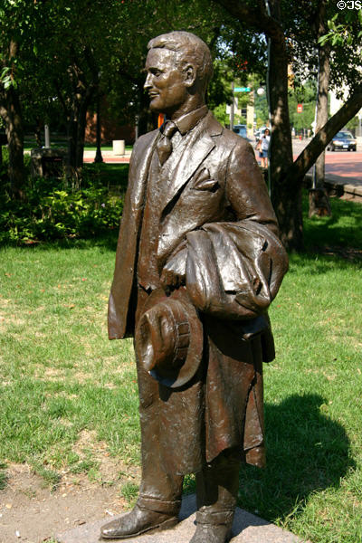Statue of native son, author F. Scott Fitzgerald (1896-1940) by Michael B. Price in park beside Landmark Center. St. Paul, MN.