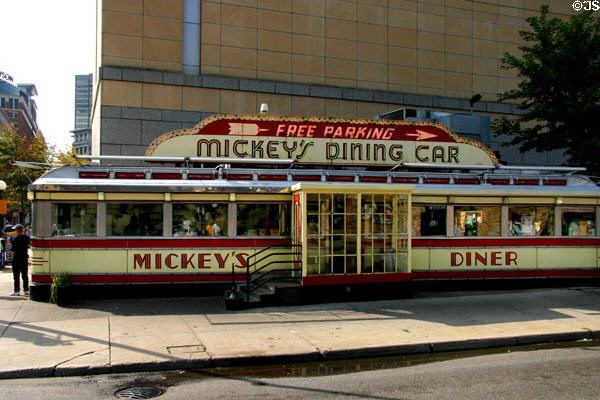 Mickey's Diner (1937-39) (130 West 7th St.) built by Jerry O'Mahoney Company of Elizabeth, NJ. St. Paul, MN. Style: Art Deco. On National Register.