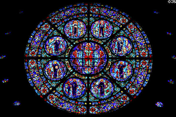 Rose window of Western Hemisphere Saints at Cathedral of Saint Paul. St. Paul, MN.
