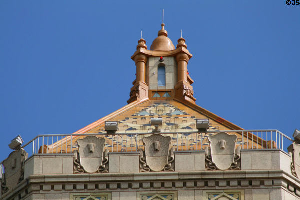 Terra-cotta roof of Mayo Clinic Plummer Building. Rochester, MN.