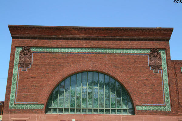 Exterior wall with arched window of National Farmer's Bank. Owatonna, MN.