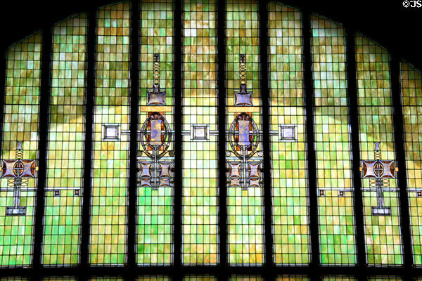 Stained glass details of National Farmer's Bank. Owatonna, MN.