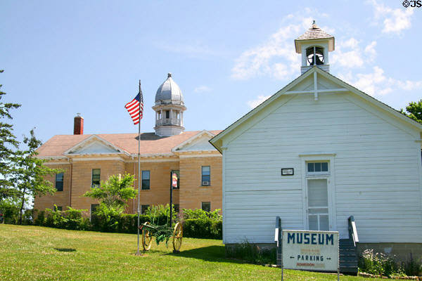 Dodge County Historical Society Museum (615 N Main St.) in wooden school (1883) + Dodge County Courthouse. Mantorville, MN.