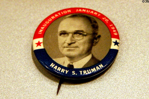 Truman inauguration button (1949) at Truman Museum. Independence, MO.