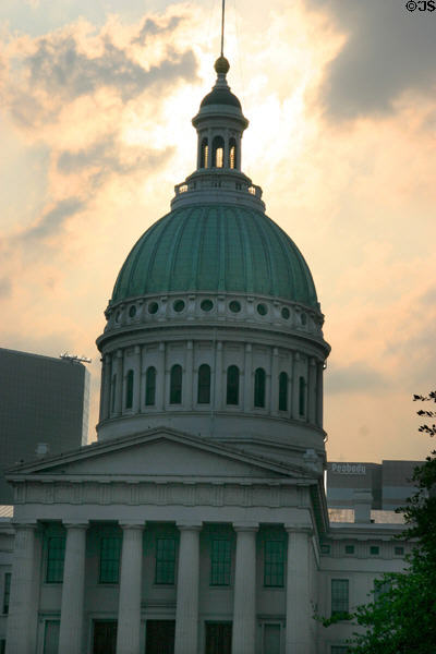 Old St. Louis County Courthouse against setting sun. St Louis, MO.