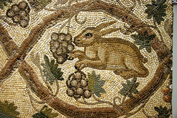 Roman mosaic with rabbit from Antioch (c5thC) at St. Louis Art Museum. St Louis, MO.