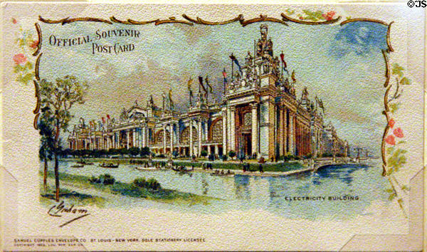 Post Card of St Louis World's Fair (1904) Palace of Electricity by Charles Graham at Missouri History Museum. St Louis, MO.
