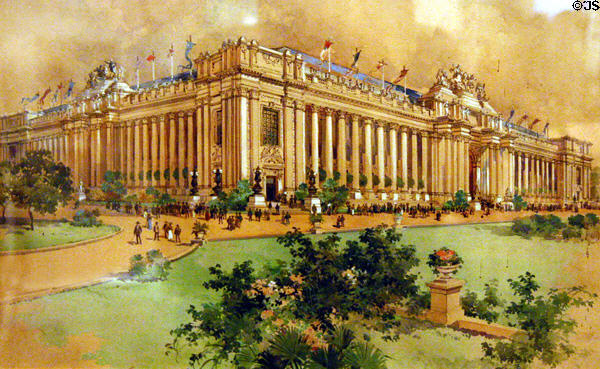 Print of St Louis World's Fair (1904) of Palace of Education & Social Economy at Missouri History Museum. St Louis, MO.