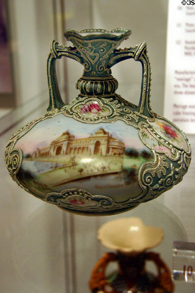 Japanese vase of St Louis World's Fair (1904) with Palace of Liberal Arts at Missouri History Museum. St Louis, MO.