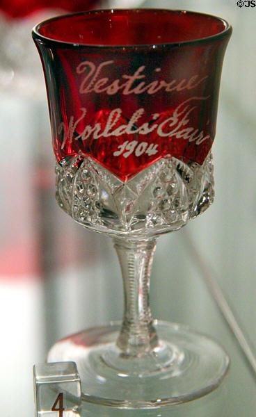 Ruby Flash souvenir glass goblet from St Louis World's Fair (1904) at Missouri History Museum. St. Louis, MO.