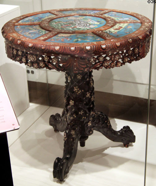 Chinese inlaid table with cloisonné panels exhibited at St Louis World's Fair (1904) at Missouri History Museum. St. Louis, MO.