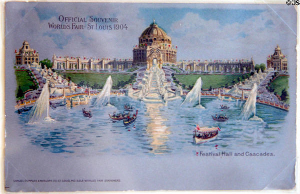 Post Card of St Louis World's Fair (1904) Festival Hall & Cascades at Missouri History Museum. St Louis, MO.