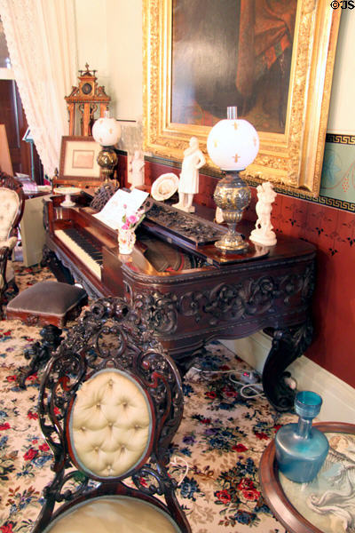 Piano in parlor at Campbell House Museum. St. Louis, MO.