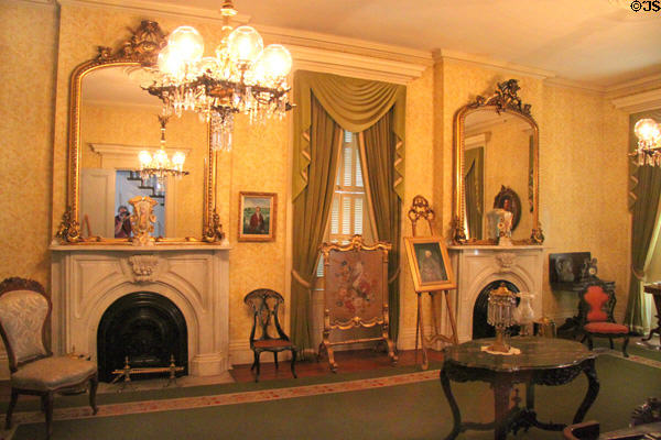 Dual fireplaces in parlor at Chatillon-DeMenil Mansion. St. Louis, MO.