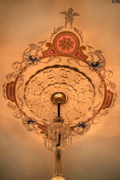 Ceiling medallion with painted surround at Chatillon-DeMenil Mansion. St. Louis, MO.
