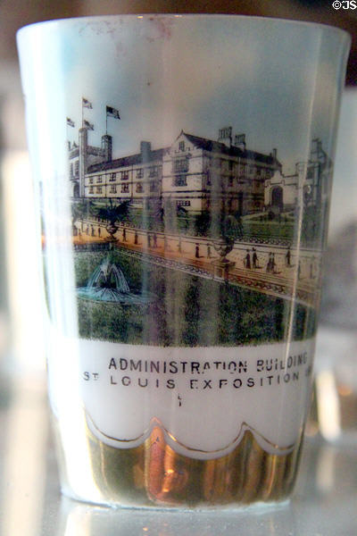 Administration Building souvenir beaker from 1904 St. Louis World's Fair at Chatillon-DeMenil Mansion. St. Louis, MO.