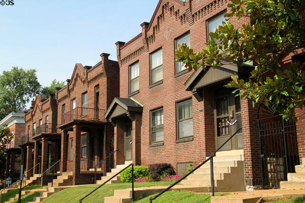Arts & Crafts houses (1924) (3313-27 DeMenil Place) in Cherokee-Lemp Historic District. St. Louis, MO.