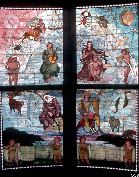 Zodiac stained glass windows at Samuel Cupples House. St. Louis, MO.