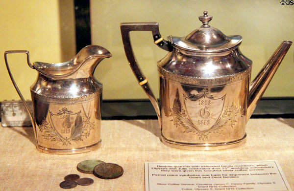 Silver coffee service given to Ulysses & Julia on their 25th anniversary (1873) at Ulysses S. Grant NHS. St. Louis, MO.