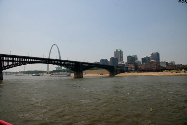 Eads Bridge against Gateway Arch. St Louis, MO.