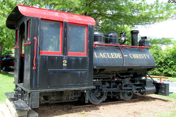 Laclede Christy #2 switcher saddle tank steam locomotive (1907) (0-4-0) Davenport at St. Louis Museum of Transportation. St. Louis, MO.