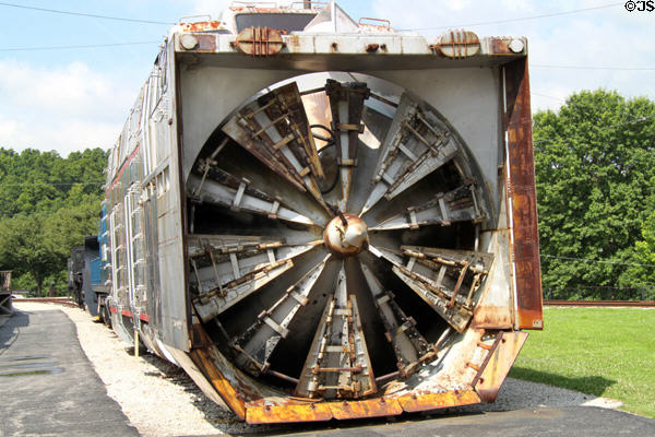 12-foot cutting wheel of Union Pacific #90081 rotary snowplow (1966) at St. Louis Museum of Transportation. St. Louis, MO.