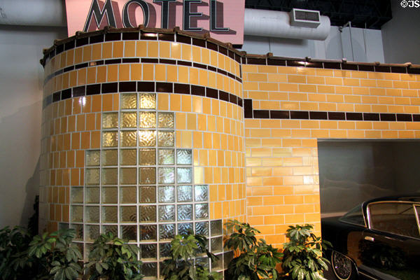 Replica of a route 66 motel in auto collection at St. Louis Museum of Transportation. St. Louis, MO.