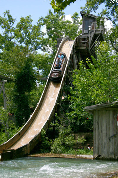 Water flume ride at Silver Dollar City. Branson, MO.
