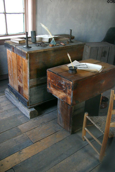 Desk in J.M. Clemens Justice of the Peace Office at Mark Twain Boyhood Home & Museum. Hannibal, MO.