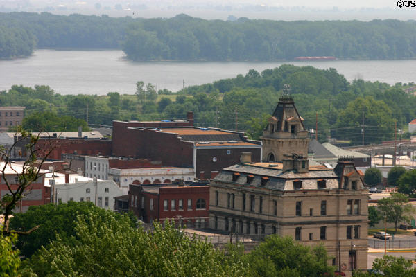 View of downtown Hannibal & Mississippi River beyond. Hannibal, MO.