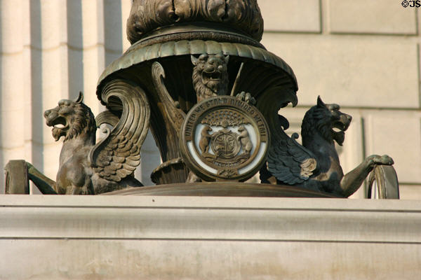 Griffins supporting lamp stand at Missouri State Capitol. Jefferson City, MO.